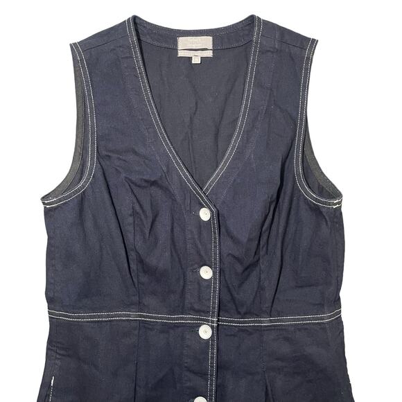 Father's Daughter LA Patti Vest Mini Dress "Brew" Japanese Denim Indigo Medium - Picture 2 of 12